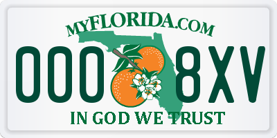 FL license plate 0008XV