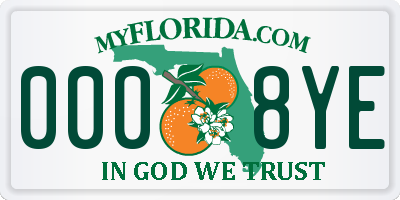 FL license plate 0008YE