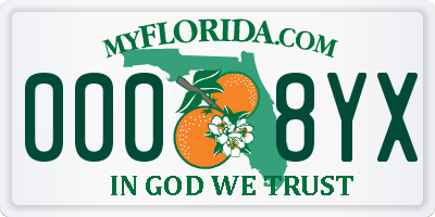 FL license plate 0008YX