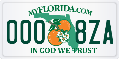 FL license plate 0008ZA