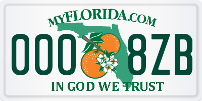 FL license plate 0008ZB