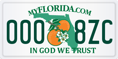 FL license plate 0008ZC