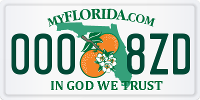 FL license plate 0008ZD