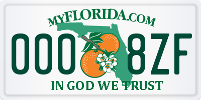 FL license plate 0008ZF