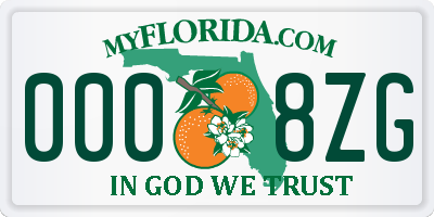 FL license plate 0008ZG