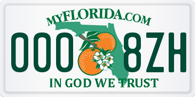 FL license plate 0008ZH