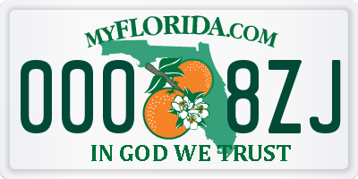 FL license plate 0008ZJ