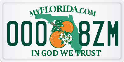 FL license plate 0008ZM