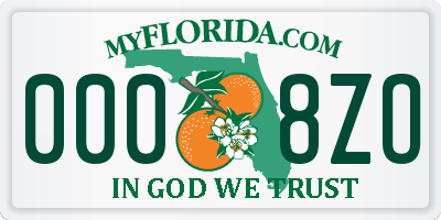 FL license plate 0008ZO