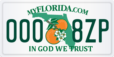 FL license plate 0008ZP