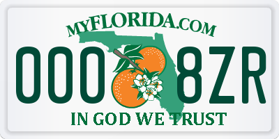 FL license plate 0008ZR