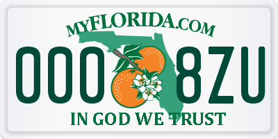 FL license plate 0008ZU