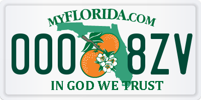 FL license plate 0008ZV