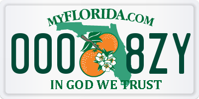 FL license plate 0008ZY