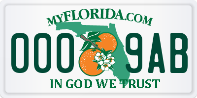 FL license plate 0009AB