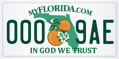 FL license plate 0009AE