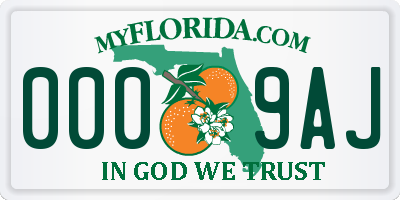 FL license plate 0009AJ