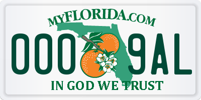 FL license plate 0009AL