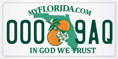 FL license plate 0009AQ