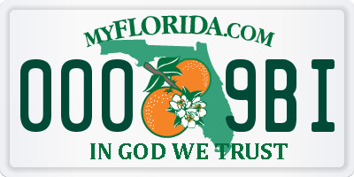 FL license plate 0009BI