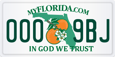 FL license plate 0009BJ