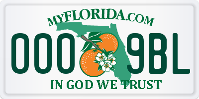 FL license plate 0009BL