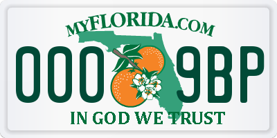FL license plate 0009BP