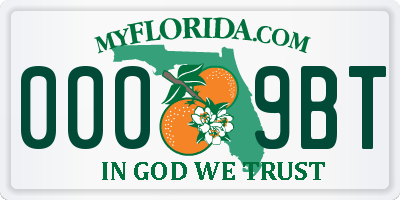 FL license plate 0009BT