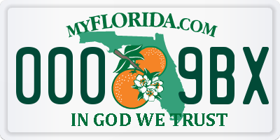 FL license plate 0009BX