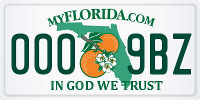 FL license plate 0009BZ