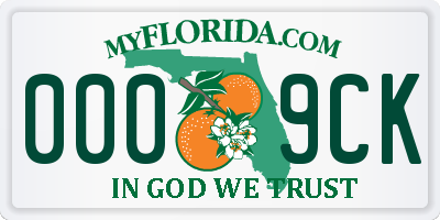 FL license plate 0009CK