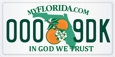 FL license plate 0009DK