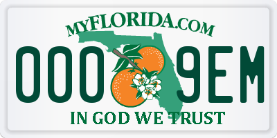 FL license plate 0009EM