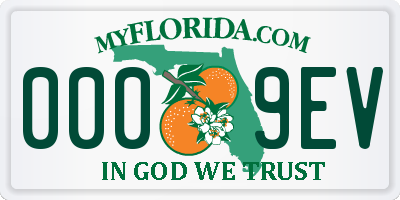 FL license plate 0009EV
