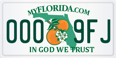 FL license plate 0009FJ