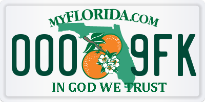 FL license plate 0009FK