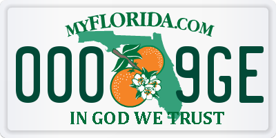 FL license plate 0009GE