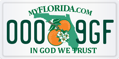 FL license plate 0009GF