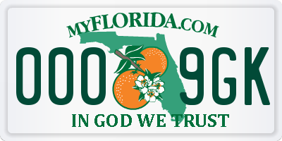 FL license plate 0009GK