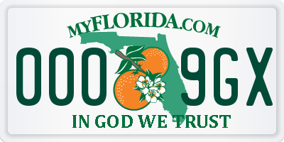 FL license plate 0009GX