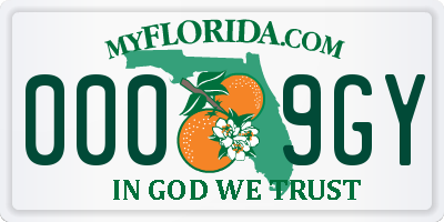 FL license plate 0009GY