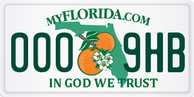 FL license plate 0009HB