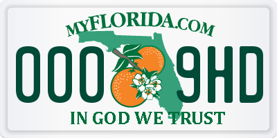 FL license plate 0009HD