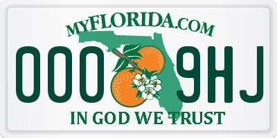 FL license plate 0009HJ