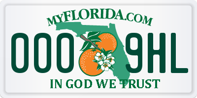 FL license plate 0009HL