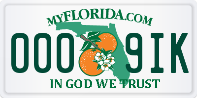 FL license plate 0009IK