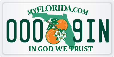 FL license plate 0009IN