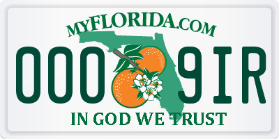 FL license plate 0009IR