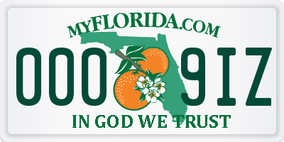 FL license plate 0009IZ