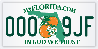 FL license plate 0009JF